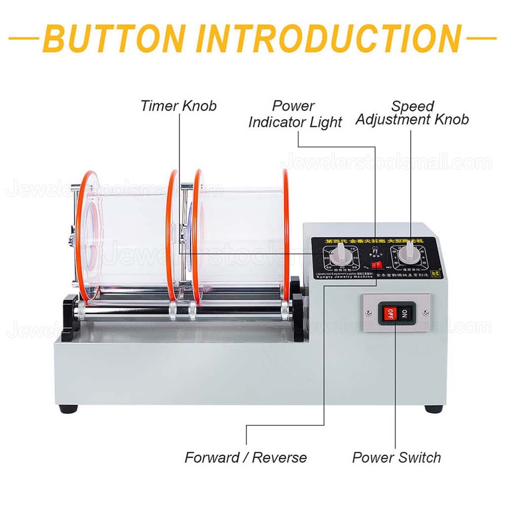 KD-1320 250W 10KG Double Drum Jewelry Rotary Tumbler Machine with 1-4 Levels Adjustable Speed